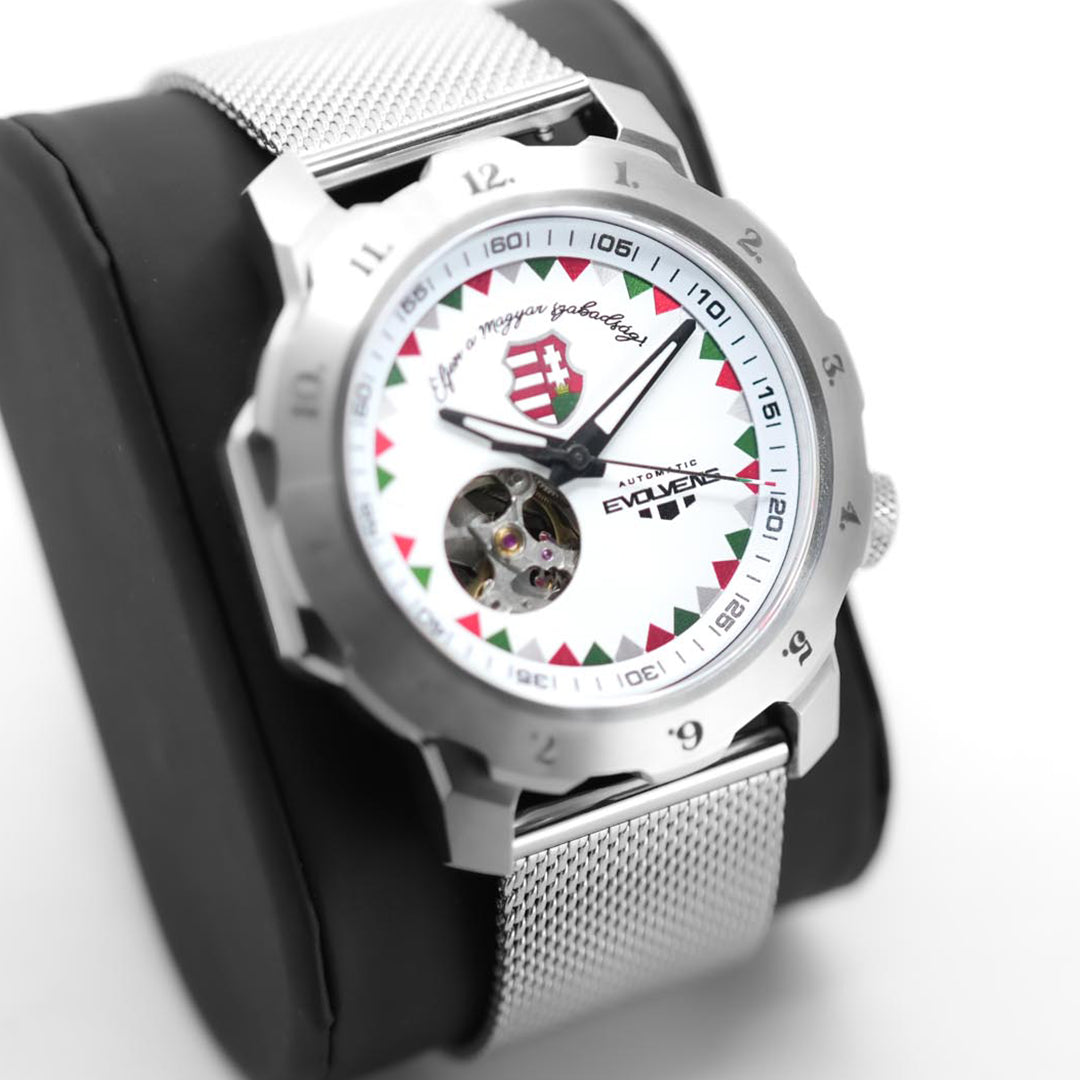 Evolvens MÁRCIUS - 44 mm Ezüst Egyedi Automata Karóra