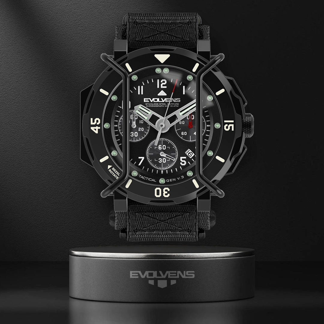 Evolvens TACTICAL - 49 mm Chronograph Katonai Karóra - Graphite