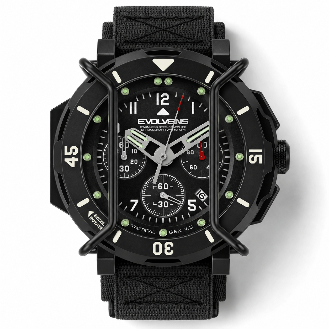 Evolvens TACTICAL - 49 mm Chronograph Katonai Karóra - Graphite