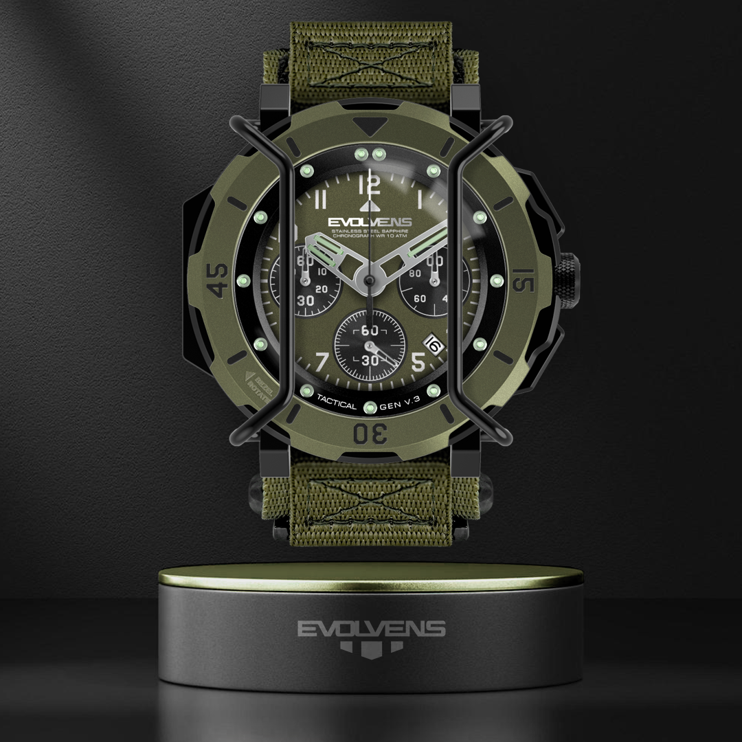 Evolvens TACTICAL - 49 mm Chronogrpah Katonai Karóra - Zöld