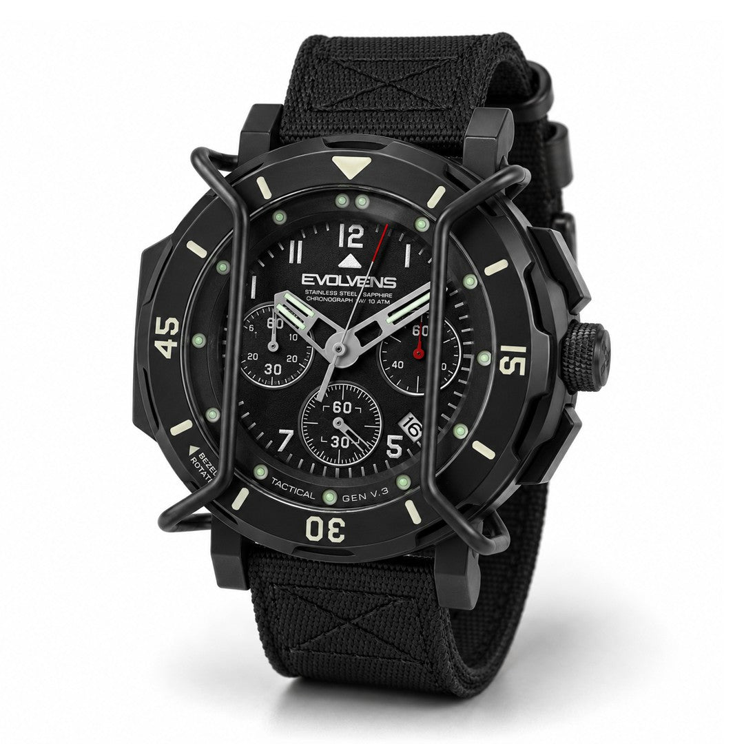 Evolvens TACTICAL - 49 mm Chronograph Katonai Karóra - Graphite