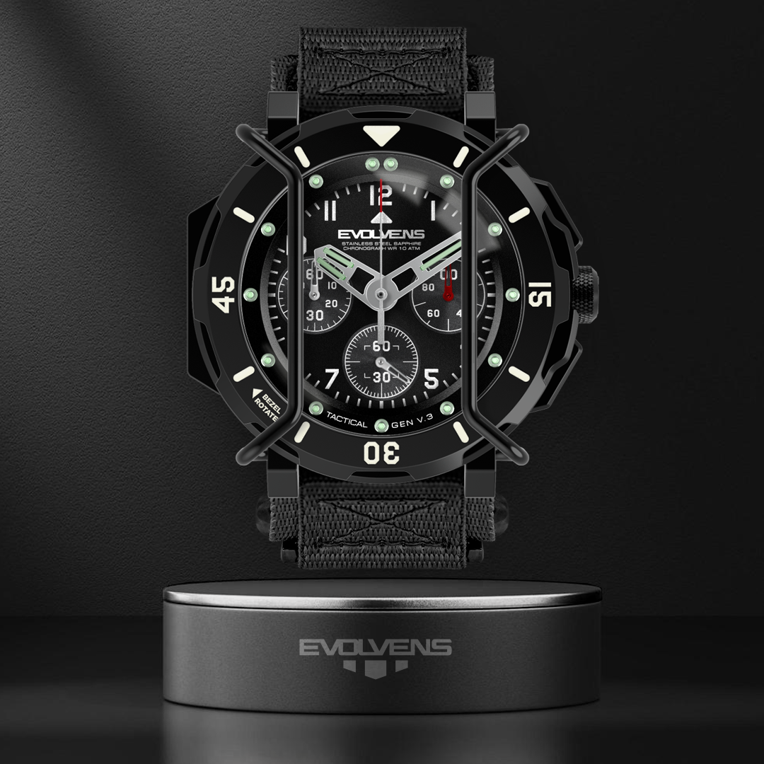 Evolvens TACTICAL - 49 mm Chronogrpah Katonai Karóra - Graphite