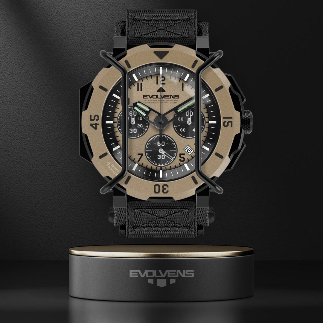 Evolvens TACTICAL - 49 mm Chronogrpah Katonai Karóra - Desert
