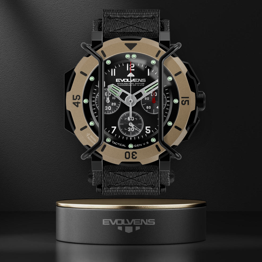 Evolvens TACTICAL - 49 mm Chronogrpah Katonai Karóra - Desert