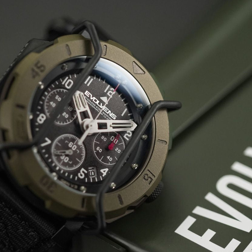 Evolvens TACTICAL - 49 mm Chronogrpah Katonai Karóra - Zöld