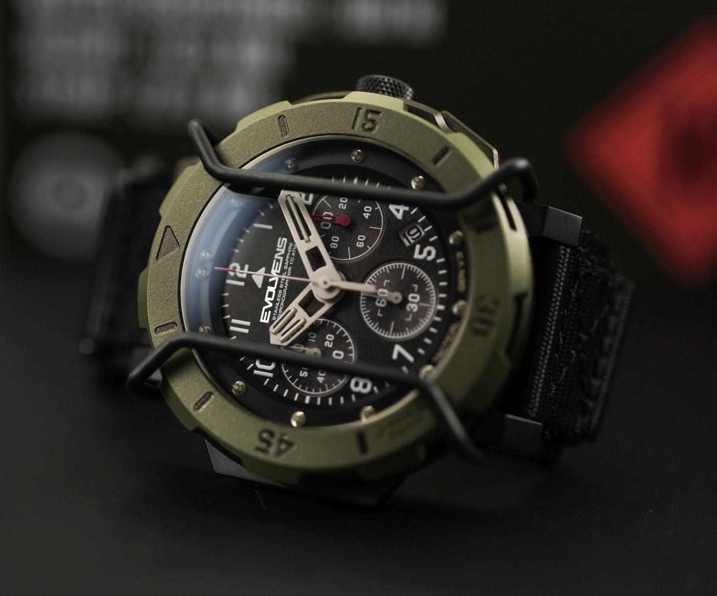 Evolvens TACTICAL - 49 mm Chronogrpah Katonai Karóra - Zöld